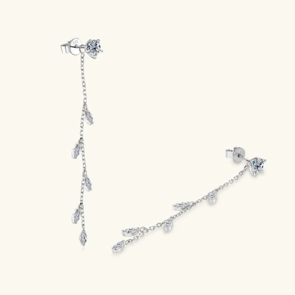 1.38 Carat Moissanite 925 Sterling Silver Leaf Earrings - Picture 7 of 9